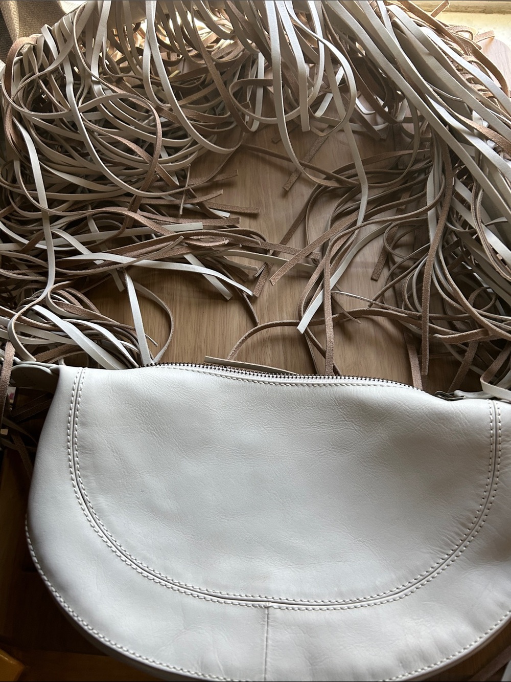 Anthropologie leather fringe bag